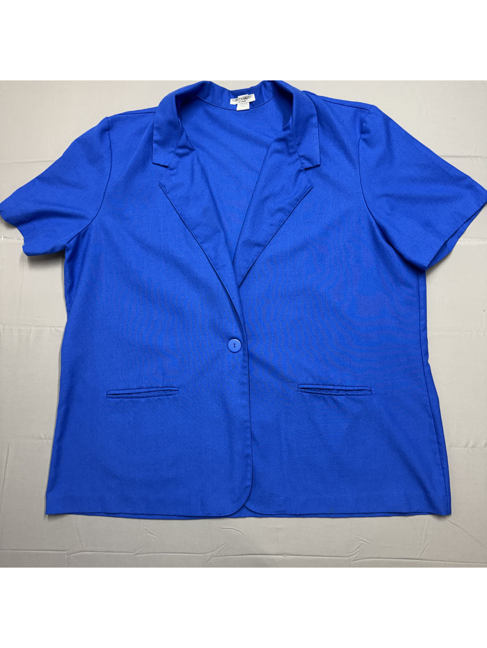 Rebecca Malone Womens Short Sleeve Blazer Jacket Polyester Solid 24W Blue Y2K
